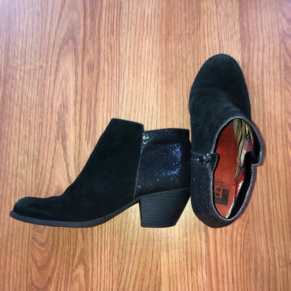 BC Black Leather Booties Ankle Glitter Size 8 Western Formal - Picture 1 of 1